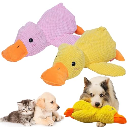 NNBWLMAEE 2024 New The Mellow Dog, Mellow Dog Calming Duck, Zentric Quack-Quack Duck Dog Toy, Cute No Stuffing Duck with Quacking Sound, Durable Squeaky Dog Toys for Indoor Dog (2pcs C) von NNBWLMAEE