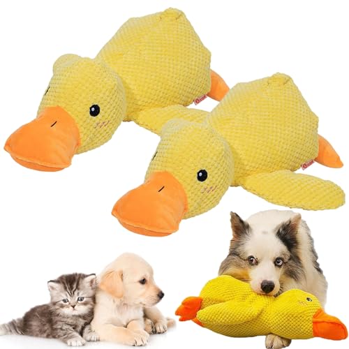 NNBWLMAEE 2024 New The Mellow Dog, Mellow Dog Calming Duck, Zentric Quack-Quack Duck Dog Toy, Cute No Stuffing Duck with Quacking Sound, Durable Squeaky Dog Toys for Indoor Dog (2pcs Yellow) von NNBWLMAEE