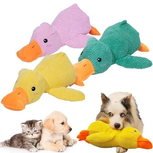 NNBWLMAEE 2024 New The Mellow Dog, Mellow Dog Calming Duck, Zentric Quack-Quack Duck Dog Toy, Cute No Stuffing Duck with Quacking Sound, Durable Squeaky Dog Toys for Indoor Dog (3pcs) von NNBWLMAEE