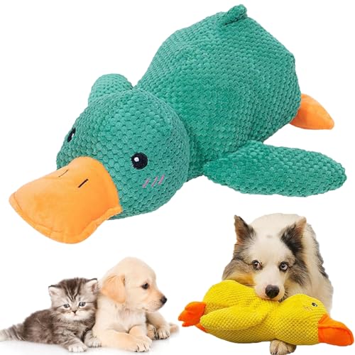 NNBWLMAEE 2024 New The Mellow Dog, Mellow Dog Calming Duck, Zentric Quack-Quack Duck Dog Toy, Cute No Stuffing Duck with Quacking Sound, Durable Squeaky Dog Toys for Indoor Dog (Green) von NNBWLMAEE