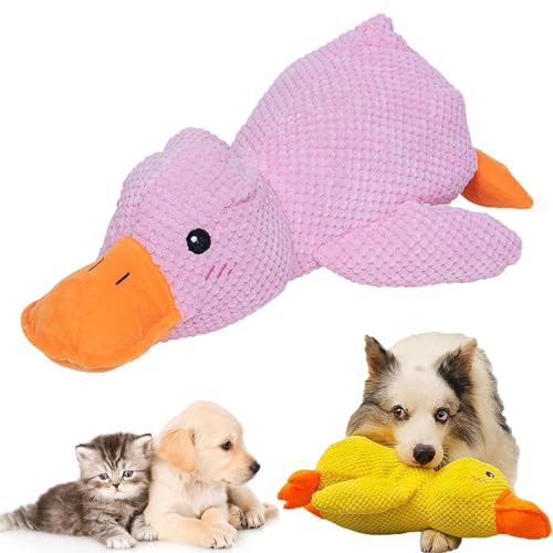 NNBWLMAEE 2024 New The Mellow Dog, Mellow Dog Calming Duck, Zentric Quack-Quack Duck Dog Toy, Cute No Stuffing Duck with Quacking Sound, Durable Squeaky Dog Toys for Indoor Dog (Pink) von NNBWLMAEE