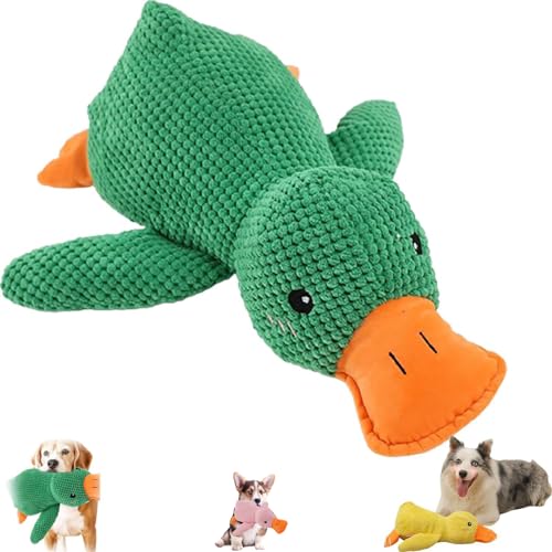 NNBWLMAEE Calming Duck Dog Toy, The Mellow Dog Calming Duck, Zentric Quack-Quack Duck Dog Toy, Cute No Stuffing Duck with Soft Squeaker, Durable Squeaky Dog Toys for Indoor Small Dog (1pc Green) von NNBWLMAEE