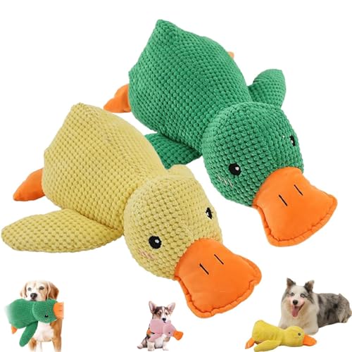 NNBWLMAEE Calming Duck Dog Toy, The Mellow Dog Calming Duck, Zentric Quack-Quack Duck Dog Toy, Cute No Stuffing Duck with Soft Squeaker, Durable Squeaky Dog Toys for Indoor Small Dog (2pcs B) von NNBWLMAEE