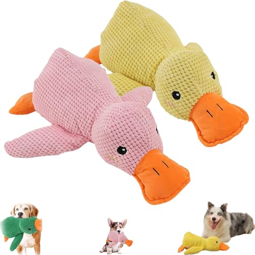 NNBWLMAEE Calming Duck Dog Toy, The Mellow Dog Calming Duck, Zentric Quack-Quack Duck Dog Toy, Cute No Stuffing Duck with Soft Squeaker, Durable Squeaky Dog Toys for Indoor Small Dog (2pcs C) von NNBWLMAEE