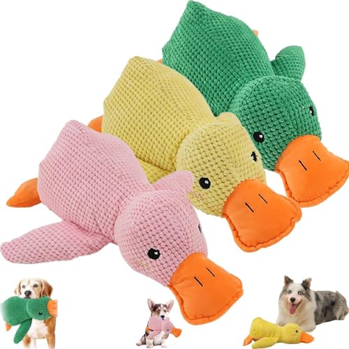 NNBWLMAEE Calming Duck Dog Toy, The Mellow Dog Calming Duck, Zentric Quack-Quack Duck Dog Toy, Cute No Stuffing Duck with Soft Squeaker, Durable Squeaky Dog Toys for Indoor Small Dog (3pcs) von NNBWLMAEE