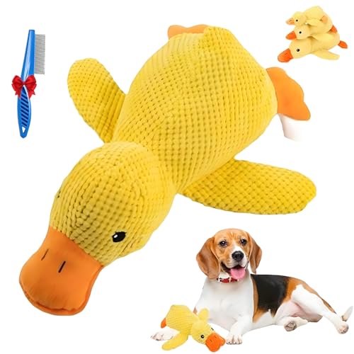 NNBWLMAEE Calming Durable Duck, Squeaky Interactive Duck Dog Toy, Stress Relief Soft Stuffed Plush Stuffed Chew Doll, Bright Yellow Ducks Toys for Indoor Puppy Small Dogs (Yellow,Small) von NNBWLMAEE