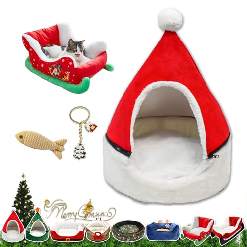 NNBWLMAEE Cat Sleigh Bed, Christmas Sleigh Cat Bed with Non-Slip Bottom, Washable Christmas Dog Bed, Fuzzy Holiday Cat Bed, Keep Warm & Super Soft, Fits an 18Inch Crate, for Dogs & Cats (Red House) NNBWLMAEE Cat Sleigh Bed, Christmas Sleigh Cat Bed with Non-Slip Bottom, Washable Christmas Dog Bed, Fuzzy Holiday Cat Bed, Keep Warm & Super Soft, Fits an 18Inch Crate, for Dogs & Cats (Red House) von NNBWLMAEE