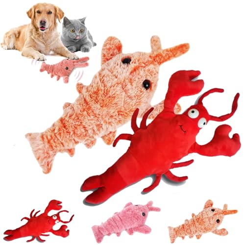 NNBWLMAEE Furry Fellow Interactive Dog Toy Lobster, Furry Fellow Wiggly Lobster Dog Toy, Floppy Lobster Interactive Dog Toy, Cute Plush Jumping Lobster Interactive Toy (Yellow+red) von NNBWLMAEE