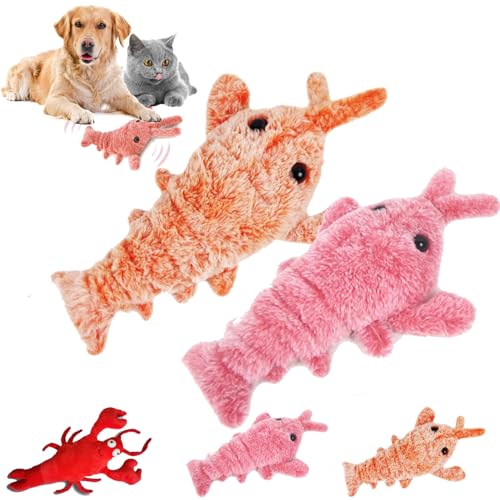 NNBWLMAEE Furry Fellow Interactive Dog Toy Lobster, Furry Fellow Wiggly Lobster Dog Toy, Floppy Lobster Interactive Dog Toy, Cute Plush Jumping Lobster Interactive Toy (pink+Yellow) von NNBWLMAEE