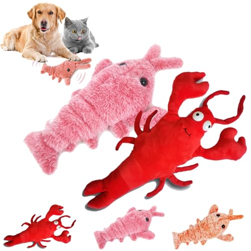 NNBWLMAEE Furry Fellow Interactive Dog Toy Lobster, Furry Fellow Wiggly Lobster Dog Toy, Floppy Lobster Interactive Dog Toy, Cute Plush Jumping Lobster Interactive Toy (pink+red) von NNBWLMAEE