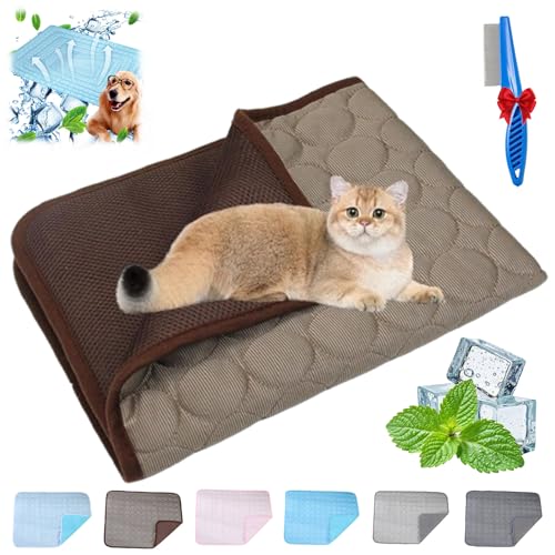 NNBWLMAEE Kittra Cooling Mat for Cats, Comfortable and Breathable Cooling Bed for Cat, Foldable Pet Coolings Pad, Washable Summer Pet Blanket with 3 Layer System Instant Cool Cats Dogs (B,L) von NNBWLMAEE
