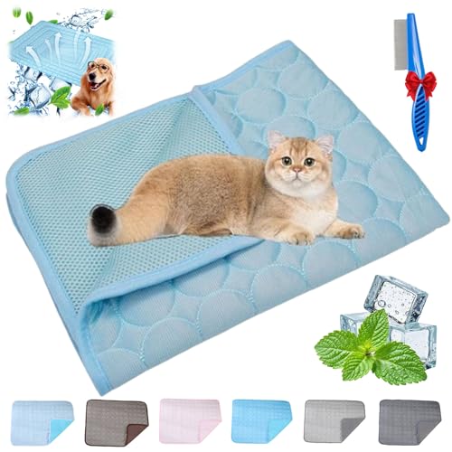 NNBWLMAEE Kittra Cooling Mat for Cats, Comfortable and Breathable Cooling Bed for Cat, Foldable Pet Coolings Pad, Washable Summer Pet Blanket with 3 Layer System Instant Cool Cats Dogs (D,L) von NNBWLMAEE