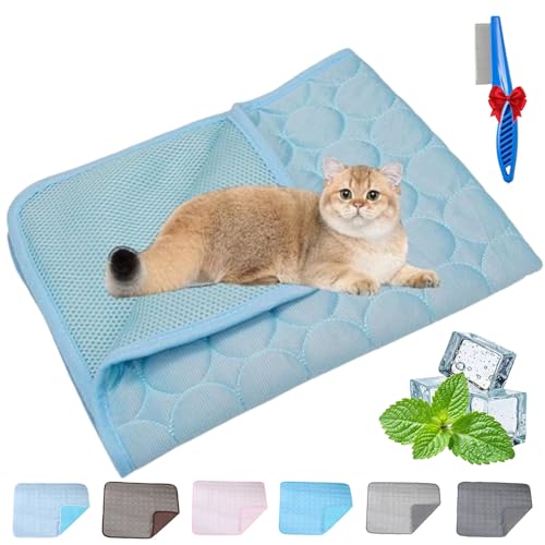 NNBWLMAEE Kittra Cooling Mat for Cats, Comfortable and Breathable Cooling Bed for Cat, Foldable Pet Coolings Pad, Washable Summer Pet Blanket with 3 Layer System Instant Cool Cats Dogs (D,M) von NNBWLMAEE