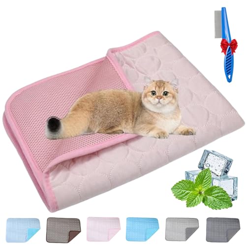 NNBWLMAEE Kittra Cooling Mat for Cats, Comfortable and Breathable Cooling Bed for Cat, Foldable Pet Coolings Pad, Washable Summer Pet Blanket with 3 Layer System Instant Cool Cats Dogs (E,L) von NNBWLMAEE