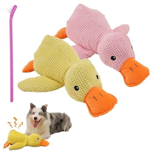 NNBWLMAEE Mintoblue Squeaky Duckling Dog Play Toy, The Mellow Dog, The Mellow Dog Duck, Duck Dog Toy, Dog Toy Duck with Squeaker (2 Pcs A) von NNBWLMAEE