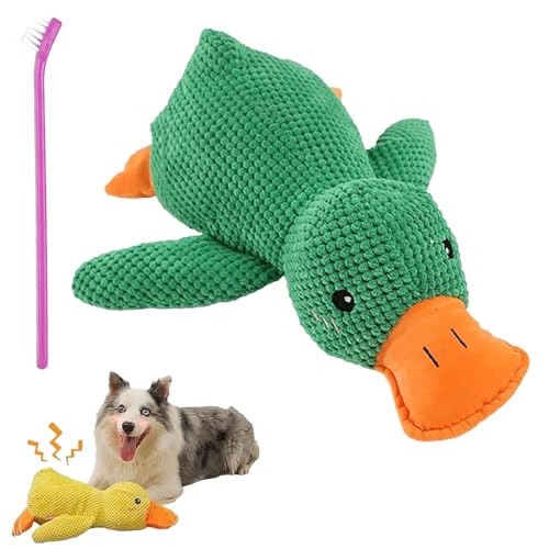 NNBWLMAEE Mintoblue Squeaky Duckling Dog Play Toy, The Mellow Dog, The Mellow Dog Duck, Duck Dog Toy, Dog Toy Duck with Squeaker (Green) von NNBWLMAEE