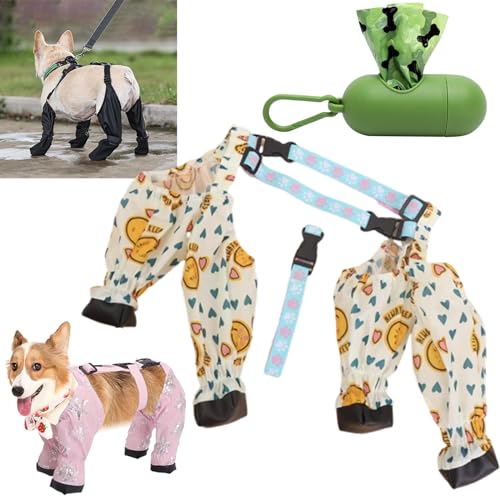 NNBWLMAEE Suspender Boots for Dogs, Dog Suspender Boots, Dog Boots Leggings for Dogs, Dogs Paw Protectors with Suspenders, Dog Outdoor Walking Running Hiking Suspender Boots (L, Yellow) von NNBWLMAEE