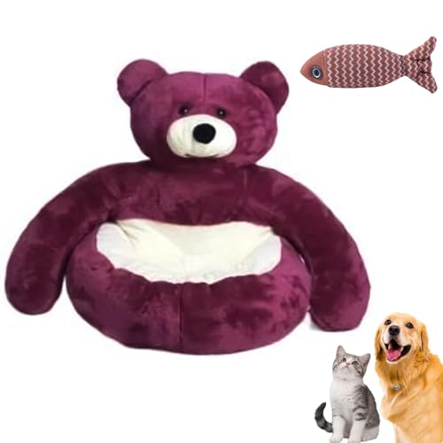 NNBWLMAEE Teddy Bear Dog Bed with Hugging Arms, Soft Plush Warm Non-Slip Cuddle Bear Pet Bed, Semi-Enclosed Cuddle Pet Sofa, with Detachable Washable Cover for Cat and Small Dogs (E,XL(30.3in)) von NNBWLMAEE