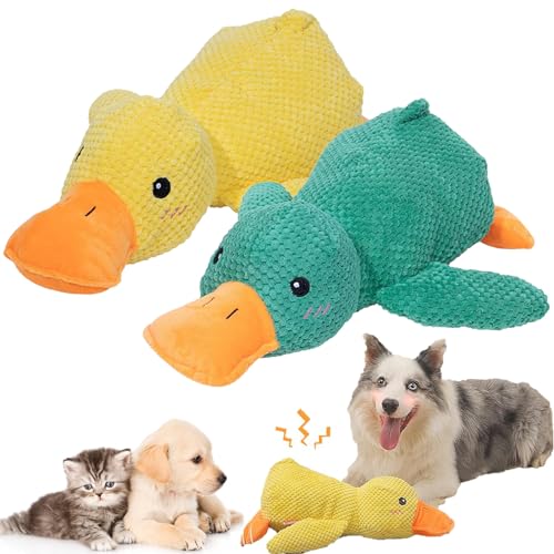 NNBWLMAEE The Mellow Dog, 2024 New Mellow Dog Calming Duck, Zentric Quack-Quack Duck Dog Toy, Cute No Stuffing Duck with Soft Squeaker, Durable Squeaky Dog Toys for Indoor Dog (2pcs A) von NNBWLMAEE