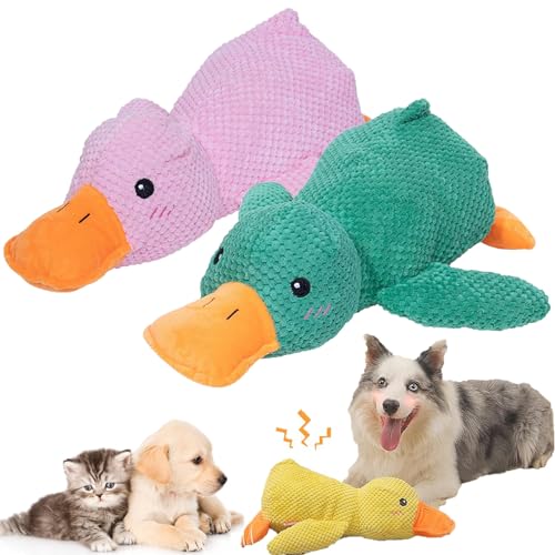 NNBWLMAEE The Mellow Dog, 2024 New Mellow Dog Calming Duck, Zentric Quack-Quack Duck Dog Toy, Cute No Stuffing Duck with Soft Squeaker, Durable Squeaky Dog Toys for Indoor Dog (2pcs B) von NNBWLMAEE
