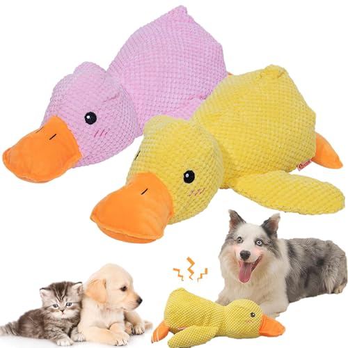NNBWLMAEE The Mellow Dog, 2024 New Mellow Dog Calming Duck, Zentric Quack-Quack Duck Dog Toy, Cute No Stuffing Duck with Soft Squeaker, Durable Squeaky Dog Toys for Indoor Dog (2pcs C) von NNBWLMAEE