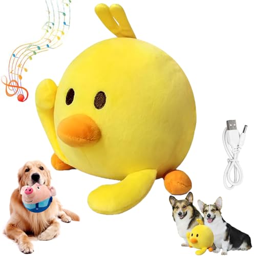 NNBWLMAEE Zentric Active Moving Pet Plush Toy, Interactive Bouncing Balls Sound Electronic DogToy, Electronic Toy for Puppy Motorized Entertainment for Pets, Squeaky Pig Dog Toy (Little Yellow Duck) von NNBWLMAEE