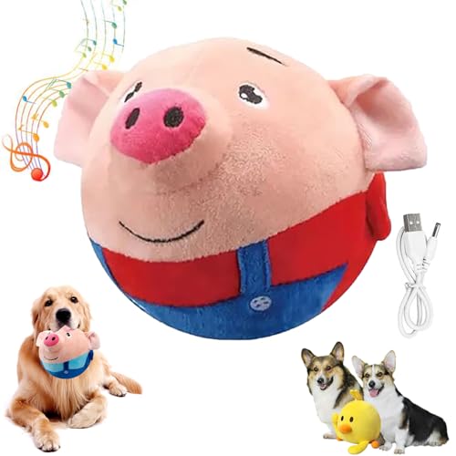 NNBWLMAEE Zentric Active Moving Pet Plush Toy, Interactive Bouncing Balls Sound Electronic DogToy, Electronic Toy for Puppy Motorized Entertainment for Pets, Squeaky Pig Dog Toy (Pig C) von NNBWLMAEE