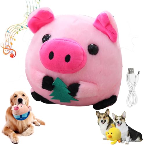 NNBWLMAEE Zentric Active Moving Pet Plush Toy, Interactive Bouncing Balls Sound Electronic DogToy, Electronic Toy for Puppy Motorized Entertainment for Pets, Squeaky Pig Dog Toy (Pig F) von NNBWLMAEE