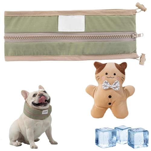 Petzymart Cool Loop, Petzymart Cooling Collar, Petzymart Coolloop for Dogs, Pet Adjustable Ice Chill Out Bandana Collar, for Small to Large Dogs Indoor Outdoor (Olive Green-L) von NNBWLMAEE