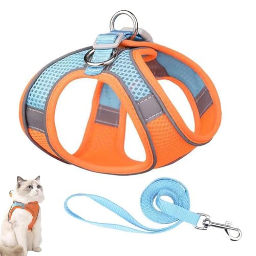 Stimuli Cat Harness Design for Outdoor Cats, Stimuli Cat Explorer Harness, Adjustable Soft Mesh Vest with Reflective Safety Strips, Escape Proof, Easy to Wear, for Cats (A,XS) von NNBWLMAEE