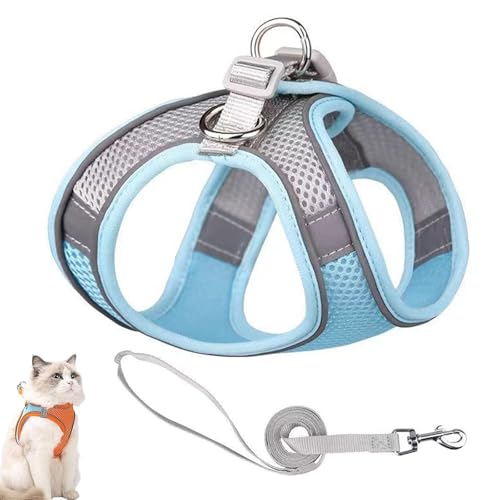 Stimuli Cat Harness Design for Outdoor Cats, Stimuli Cat Explorer Harness, Adjustable Soft Mesh Vest with Reflective Safety Strips, Escape Proof, Easy to Wear, for Cats (C,M) von NNBWLMAEE