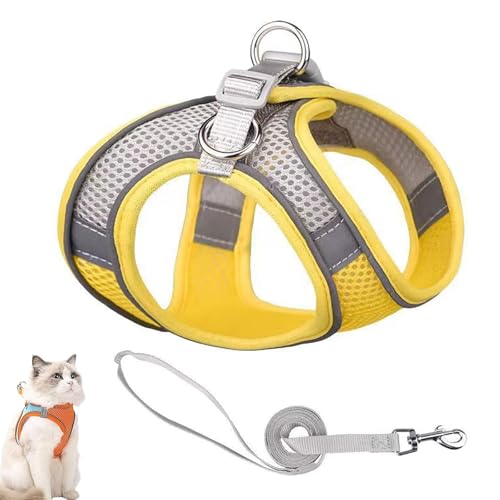 Stimuli Cat Harness Design for Outdoor Cats, Stimuli Cat Explorer Harness, Adjustable Soft Mesh Vest with Reflective Safety Strips, Escape Proof, Easy to Wear, for Cats (D,M) von NNBWLMAEE