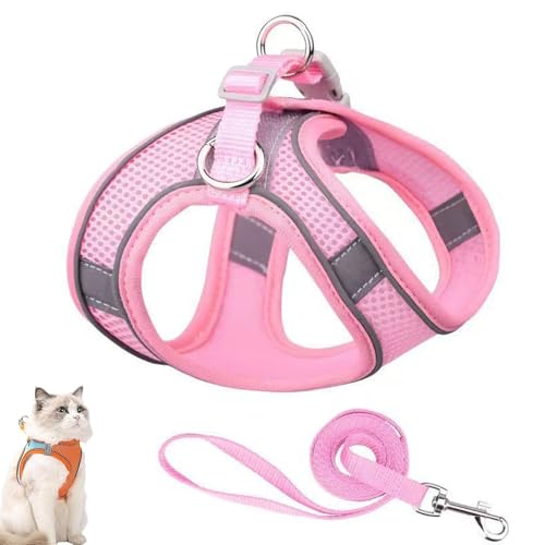 Stimuli Cat Harness Design for Outdoor Cats, Stimuli Cat Explorer Harness, Adjustable Soft Mesh Vest with Reflective Safety Strips, Escape Proof, Easy to Wear, for Cats (E,XXS) von NNBWLMAEE