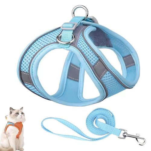 Stimuli Cat Harness Design for Outdoor Cats, Stimuli Cat Explorer Harness, Adjustable Soft Mesh Vest with Reflective Safety Strips, Escape Proof, Easy to Wear, for Cats (F,XS) von NNBWLMAEE