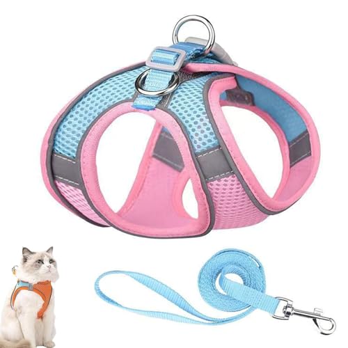 Stimuli Cat Harness Design for Outdoor Cats, Stimuli Cat Explorer Harness, Adjustable Soft Mesh Vest with Reflective Safety Strips, Escape Proof, Easy to Wear, for Cats (G,S) von NNBWLMAEE