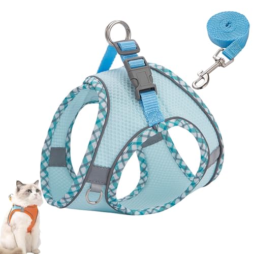 Stimuli Cat Harness Design for Outdoor Cats, Stimuli Cat Explorer Harness, Adjustable Soft Mesh Vest with Reflective Safety Strips, Escape Proof, Easy to Wear, for Cats (H,L) von NNBWLMAEE