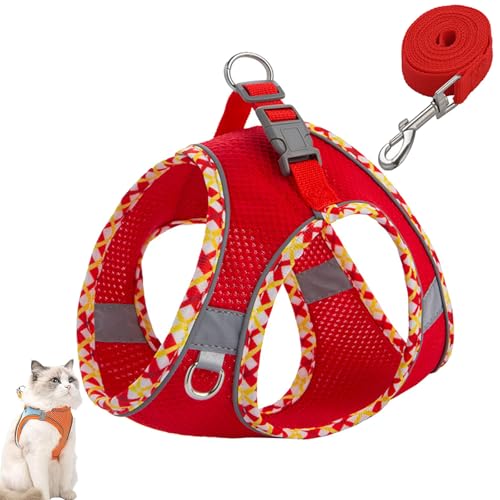 Stimuli Cat Harness Design for Outdoor Cats, Stimuli Cat Explorer Harness, Adjustable Soft Mesh Vest with Reflective Safety Strips, Escape Proof, Easy to Wear, for Cats (J,S) von NNBWLMAEE