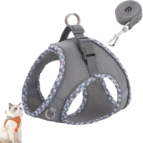 Stimuli Cat Harness Design for Outdoor Cats, Stimuli Cat Explorer Harness, Adjustable Soft Mesh Vest with Reflective Safety Strips, Escape Proof, Easy to Wear, for Cats (L,M) von NNBWLMAEE
