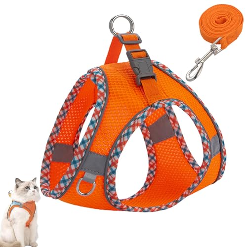 Stimuli Cat Harness Design for Outdoor Cats, Stimuli Cat Explorer Harness, Adjustable Soft Mesh Vest with Reflective Safety Strips, Escape Proof, Easy to Wear, for Cats (M,M) von NNBWLMAEE