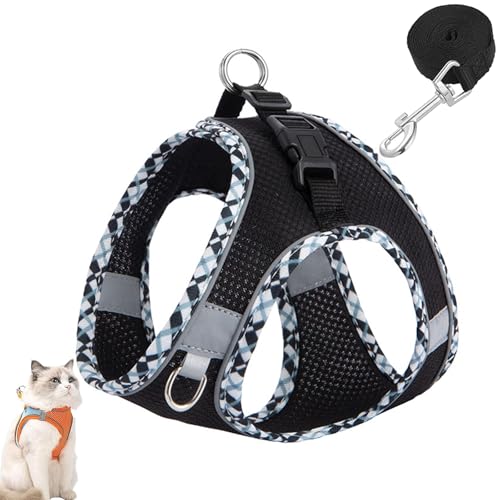Stimuli Cat Harness Design for Outdoor Cats, Stimuli Cat Explorer Harness, Adjustable Soft Mesh Vest with Reflective Safety Strips, Escape Proof, Easy to Wear, for Cats (N,S) von NNBWLMAEE