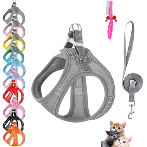 Stimulicat Cat Harness, Stimuli Cat Harness and Leash Set, Cat Escape Proof Adjustable Soft Mesh Vest Jacket for Pet with Reflective Safety Strips, Easy to Wear for Walking & Outdoor (A3,XS) von NNBWLMAEE