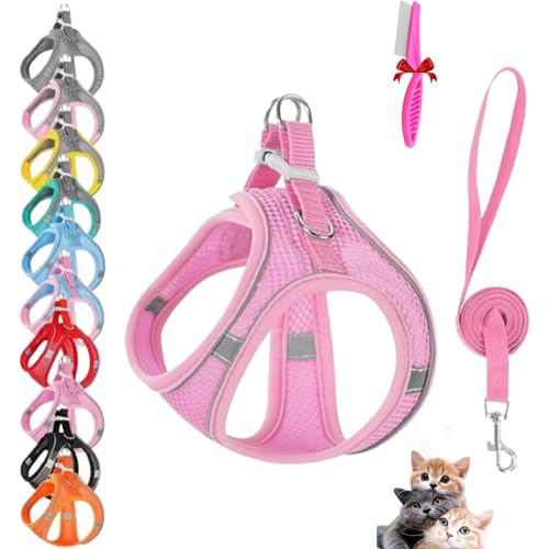 Stimulicat Cat Harness, Stimuli Cat Harness and Leash Set, Cat Escape Proof Adjustable Soft Mesh Vest Jacket for Pet with Reflective Safety Strips, Easy to Wear for Walking & Outdoor (A6,M) von NNBWLMAEE