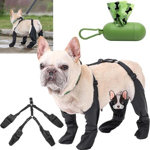 Suspender Boots for Dogs, Dog Suspender Boots, Dog Boots Leggings for Dogs, Dogs Paw Protectors with Suspenders, Dog Outdoor Walking Running Hiking Suspender Boots (L, Black) von NNBWLMAEE