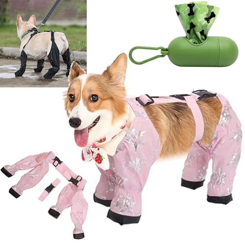 Suspender Boots for Dogs, Dog Suspender Boots, Dog Boots Leggings for Dogs, Dogs Paw Protectors with Suspenders, Dog Outdoor Walking Running Hiking Suspender Boots (L, pink) von NNBWLMAEE