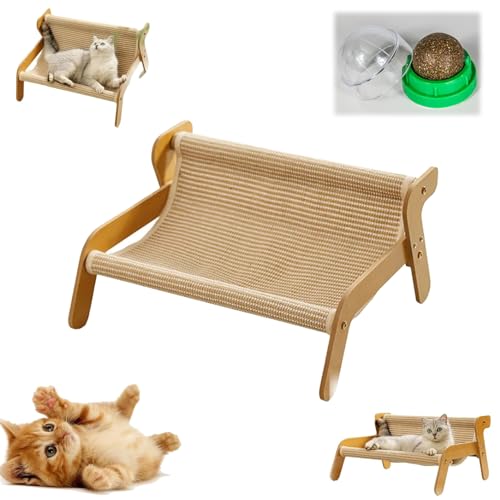 The Claw Lounge, Sisal Cat Chair, 2-In-1 Cat Hammock Lounge, Wear-Resistant Scratching Pad Lounge Chair, Providing Claw Trimming and Comfort for Indoor Cats, Summer Breathable Fabric (Linen) von NNBWLMAEE