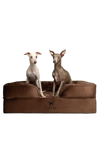 NOAH & PAW Großes Hundebett, orthopädisches Hundebett, Eierschalen-Memory-Schaum mit kühlendem Gel, Innenbezug, wasserdicht, maschinenwaschbar (Samt-Sofa-Kollektion) von NOAH & PAW