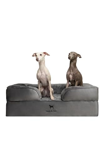 NOAH & PAW Großes Hundebett, orthopädisches Hundebett, Eierschalen-Memory-Schaum mit kühlendem Gel, Innenbezug, wasserdicht, maschinenwaschbar (Samt-Sofa-Kollektion) von NOAH & PAW