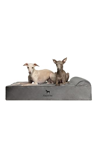 NOAH & PAW Großes Hundebett, orthopädisches Hundebett, Eierschalen-Memory-Schaum mit kühlendem Gel, wasserdicht, maschinenwaschbar, inklusive Innenbezug (Velvet Collection) von NOAH & PAW