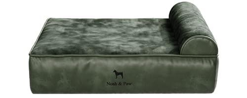 NOAH & PAW Hundebett, orthopädisches Hundebett für mittelgroße Haustiere, Eierschalen-Memory-Schaum mit Kühlgel, wasserdicht, maschinenwaschbar, inklusive Innenbezug (veganes Leder) von NOAH & PAW