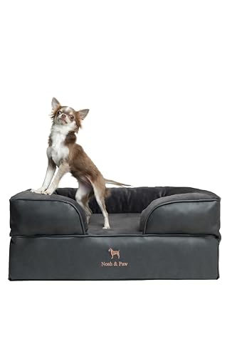 NOAH & PAW Hundebett, orthopädisches Hundebett für mittelgroße Haustiere, Eierschalen-Memory-Schaum mit kühlendem Gel, Innenbezug, wasserdicht, maschinenwaschbar (vegane Leder-Sofa-Kollektion) von NOAH & PAW